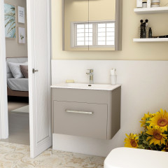 Suburb 600 Wall Mounted Single Drawer Cabinet Matt Ash 45