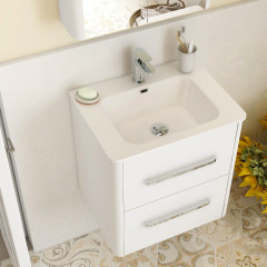 Suburb 500 Two Drawer Wall Hung Cabinet In White Top Down 45