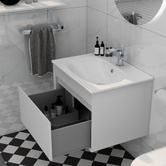 Alma 600 Open Drawer Cabinet In Matt White 1