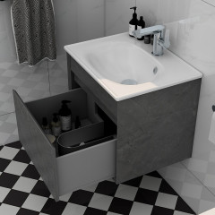 Alma 600 Open Drawer Cabinet In Grey Marble