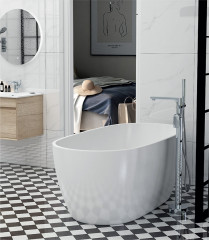 Alma Freestanding Bath: Duro 1500 x 710 Freestanding Bath - Includes Chrome Overflow and Pop Up Bath Waste