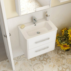 Suburb 600 Double Drawer Wall Hung Cabinet In White Top Down