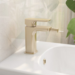 Flite Bidet Mixer In Brushed Brass With Clicker Waste - FLBID-BB